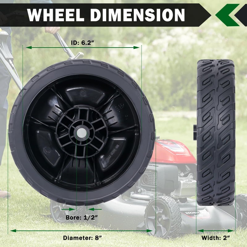 CheeMuii HRN216 Lawn Mower Front Drive Wheels Kit 2 Pcs Front Wheels Replace for 44710-VR8-N00ZA 8"" Push Mower Wheel Compatible with Honda HRN216 Lawn Mower - Image 5